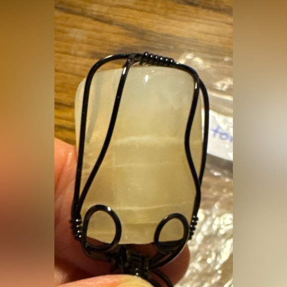 Beautiful Moonstone pendant in a black wrap (jewelers grade wire) - Picture 9 of 16